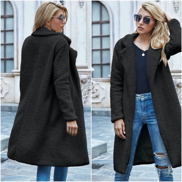 Cream fur long teddy jacket coat fall trench pea - Picture 9 of 10